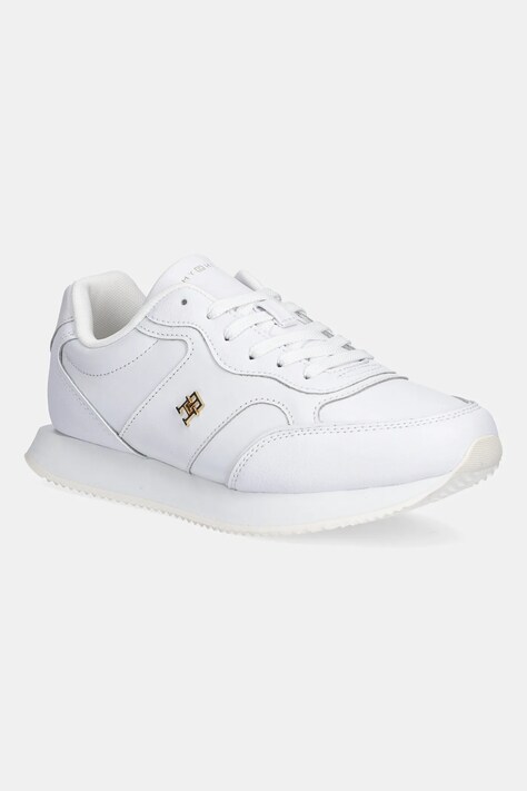 Usnjene superge Tommy Hilfiger LEATHER RUNNER bela barva, FW0FW08696