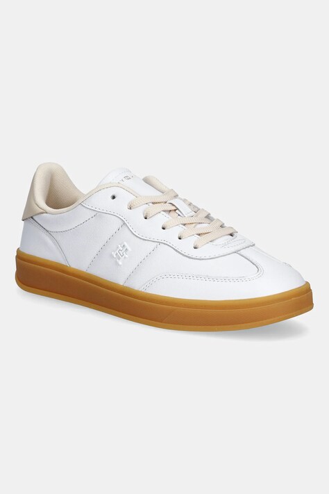 Kožené tenisky Tommy Hilfiger TH PREMIUM HERITAGE SNEAKER dámské, bílá barva, FW0FW08755