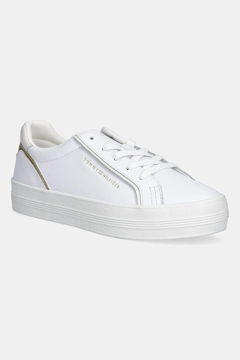 Tommy Hilfiger sneakers din piele ESSENTIAL VULC SNEAKER culoarea alb, FW0FW08757
