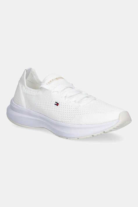 Tommy Hilfiger sneakers TH KNIT RUNNER culoarea alb, FW0FW08813