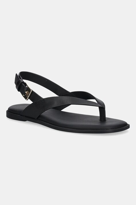 Шкіряні сандалі Tommy Hilfiger COLOR BLOCK THONG FLAT SANDAL колір чорний FW0FW08883
