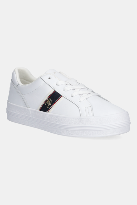 Шкіряні кросівки Tommy Hilfiger VULC WEBBING SNEAKER колір білий FW0FW08903