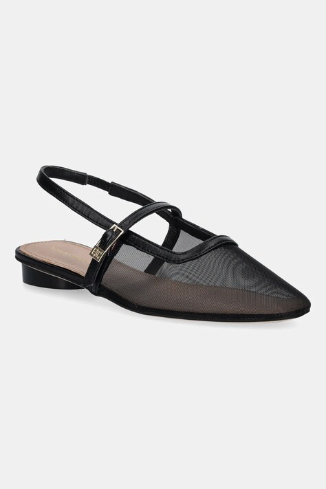 Балетки Tommy Hilfiger MESH ROUND HEEL BALLERINA колір чорний відкрита п'ята FW0FW08962