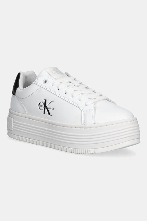 Tenisky Calvin Klein Jeans BOLD FLATF LOW LACE LTH dámské, bílá barva, YW0YW01878