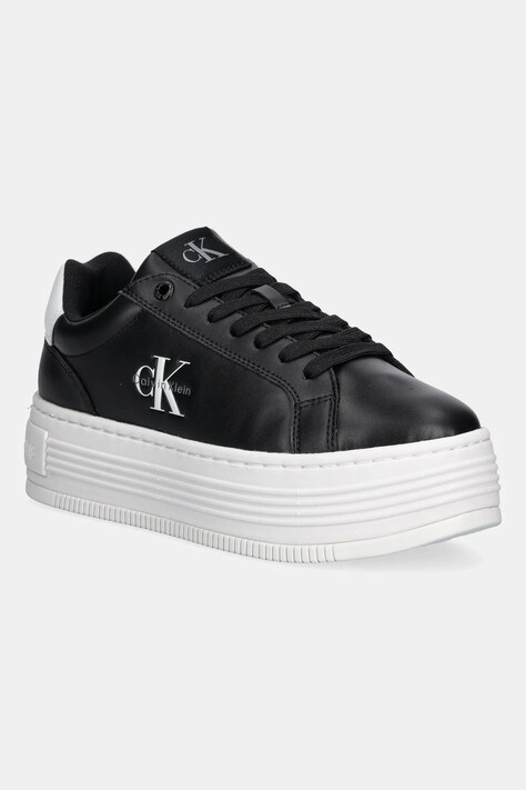 Tenisky Calvin Klein Jeans BOLD FLATF LOW LACE LTH dámské, černá barva, YW0YW01878