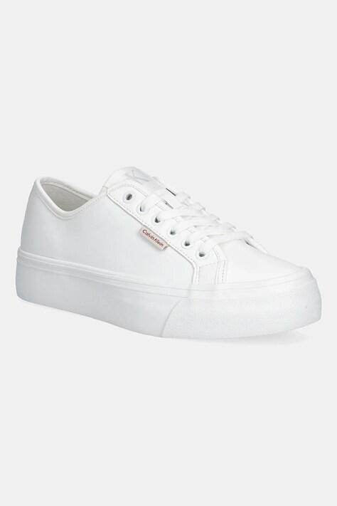 Tenisky Calvin Klein Jeans VULC FLATFORM LTH dámské, bílá barva, YW0YW01886
