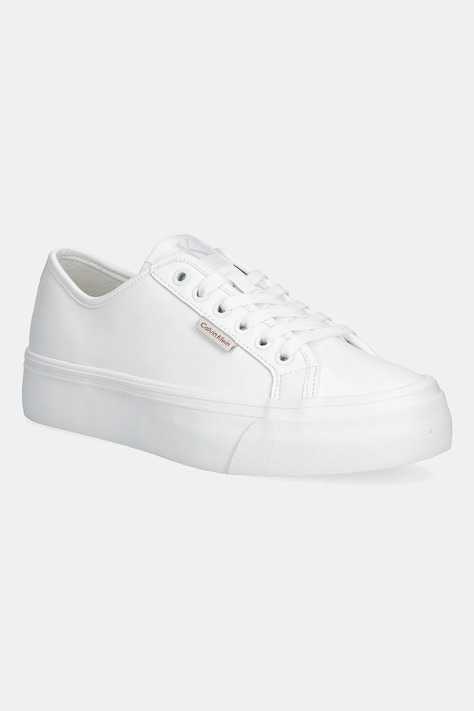 Tenisky Calvin Klein Jeans VULC FLATFORM LTH dámské, bílá barva, YW0YW01886