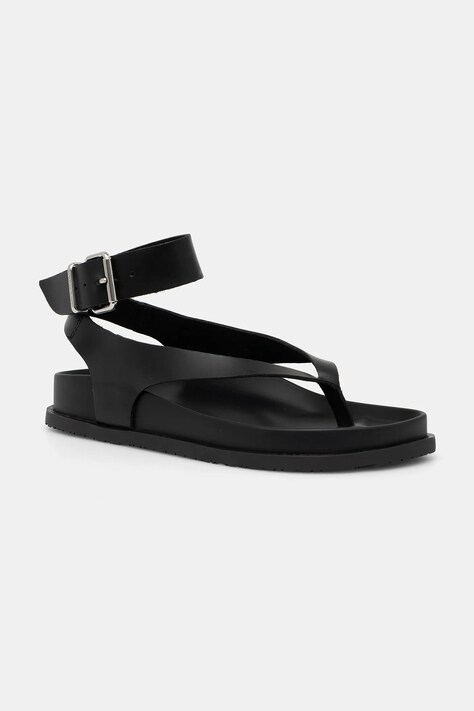 Kožené sandály Tommy Jeans TJW ANKLE STRAP SANDAL dámské, černá barva, EN0EN02873