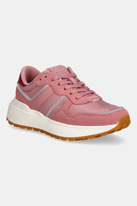 Tenisky Tommy Jeans TJW CLEATED RUNNER dámské, růžová barva, EN0EN02788
