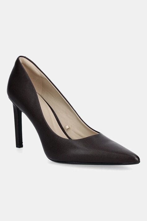 Kožené lodičky Calvin Klein ESS STILETTO 90 vínová barva, HW0HW02608