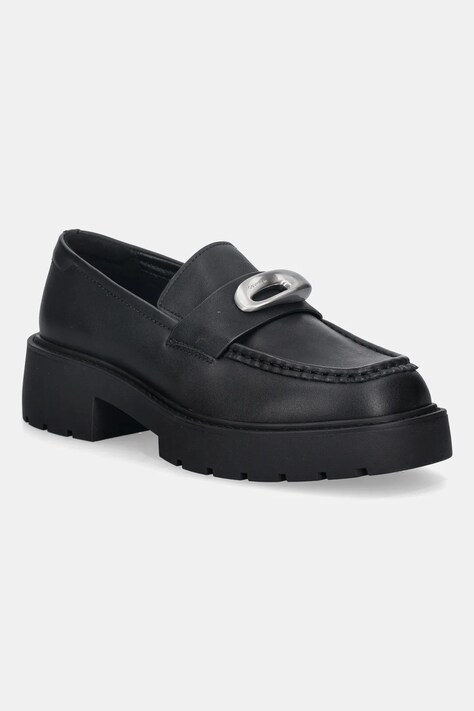 Calvin Klein mokasyny skórzane CHUNKY LOAFER LTH HW damskie kolor czarny na platformie YW0YW01912