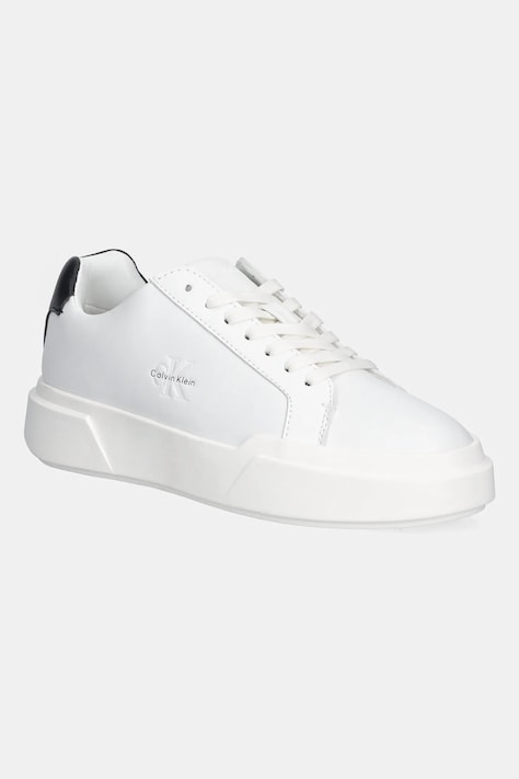 Calvin Klein sneakers din piele CHUNKY CUPSOLE LACEUP LTH culoarea alb, YW0YW01947
