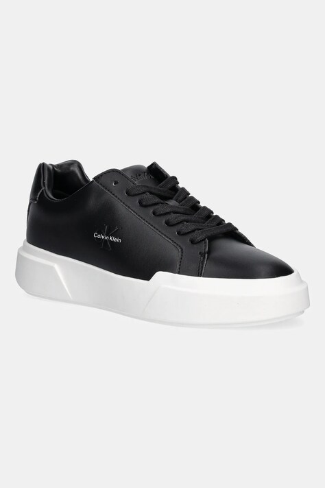 Δερμάτινα αθλητικά παπούτσια Calvin Klein CHUNKY CUPSOLE LACEUP LTH χρώμα: μαύρο, YW0YW01947
