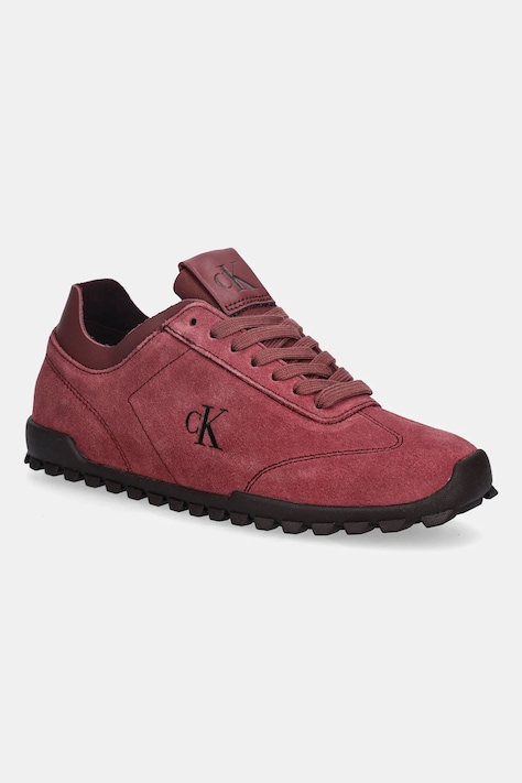 Semišové tenisky Calvin Klein LOW PROFILE RUNNER SUE MG dámské, vínová barva, YW0YW02050