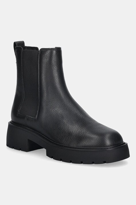 Шкіряні черевики Calvin Klein CHUNKY CHELSEA BOOT LTH колір чорний на плоскому ходу YW0YW02072