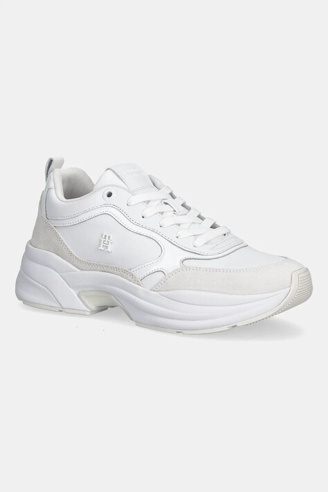 Tommy Hilfiger sneakersy skórzane TH CHUNKY RUNNER PATENT damskie kolor biały FW0FW08840