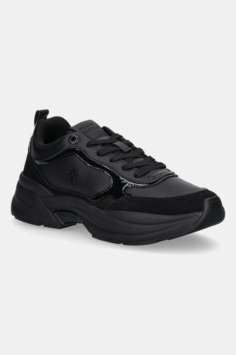 Tommy Hilfiger sneakersy skórzane TH CHUNKY RUNNER PATENT damskie kolor czarny FW0FW08840