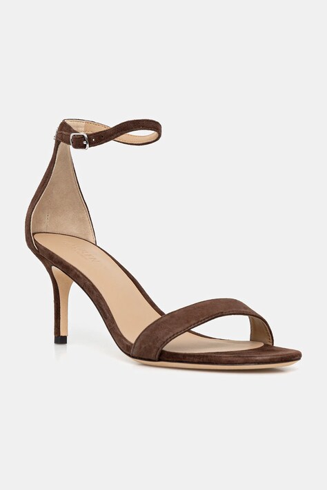 Lauren Ralph Lauren sandale din piele întoarsă Allie Mid culoarea maro, 802959175011