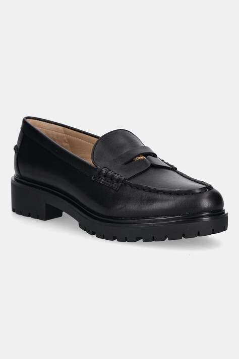 Lauren Ralph Lauren mokasyny skórzane Marli damskie kolor czarny na platformie 802967752001