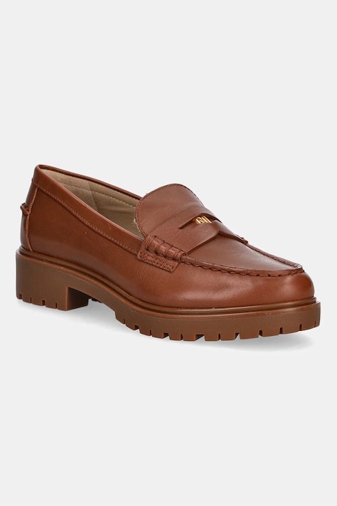 Lauren Ralph Lauren mokasyny skórzane Marli damskie kolor brązowy na platformie 802967752002
