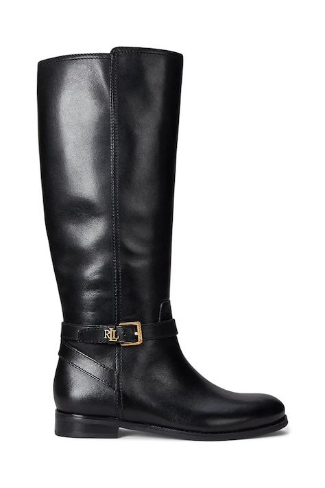 Кожаные сапоги Lauren Ralph Lauren Brooke Tll 2 цвет чёрный на плоском ходу 802967769001
