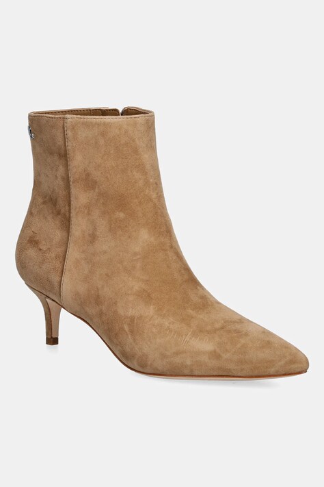 Lauren Ralph Lauren cizme din piele întoarsă Mckay Bt Hl culoarea bej, cu toc cui, 802967779003