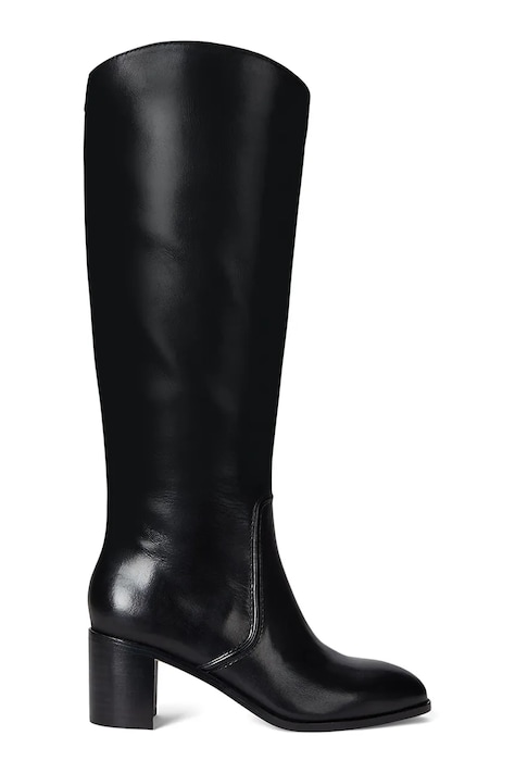Lauren Ralph Lauren bőr csizma Charly fekete, magassarkú, 802967813001