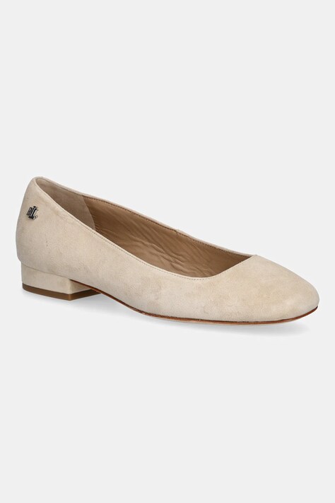 Lauren Ralph Lauren baleriny zamszowe Emellie Bllt kolor beżowy 802974358001