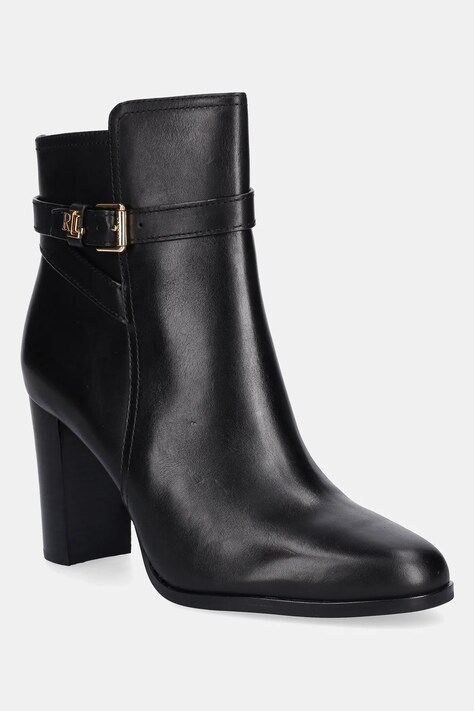Lauren Ralph Lauren botki skórzane Brke Bt Hl 2 damskie kolor czarny na słupku 802974474001