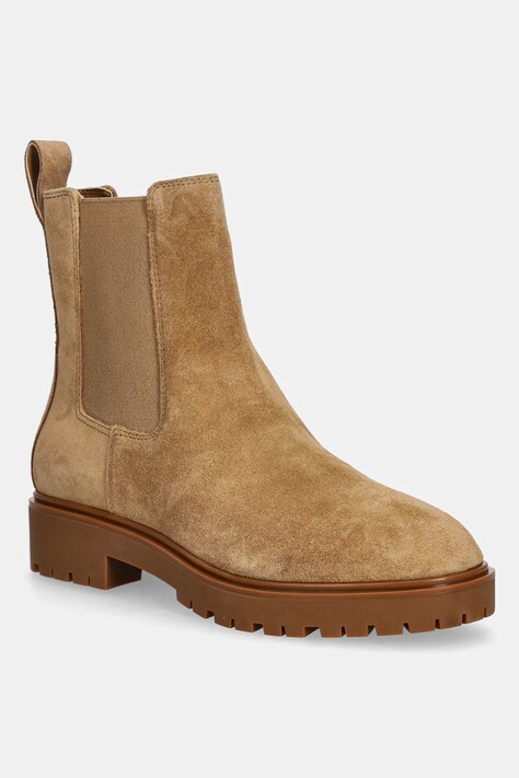 Lauren Ralph Lauren botine din piele întoarsă Allyson culoarea maro, cu platformă, 802974477001