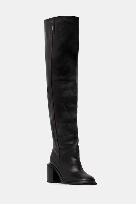 Kožené kozačky Naked Wolfe Nature černá barva, na podpatku, Nature Nappa Prince Leather Black