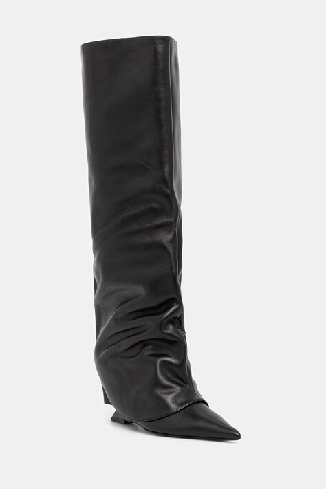 Кожени каубойски ботуши Naked Wolfe Stated в черно със скосена платформа Stated Black Leather