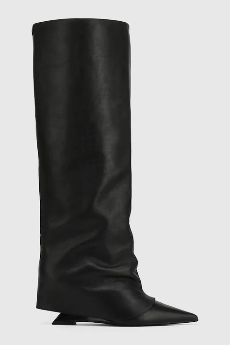 Naked Wolfe cizme de piele Stated culoarea negru, toc pana, Stated Black Leather