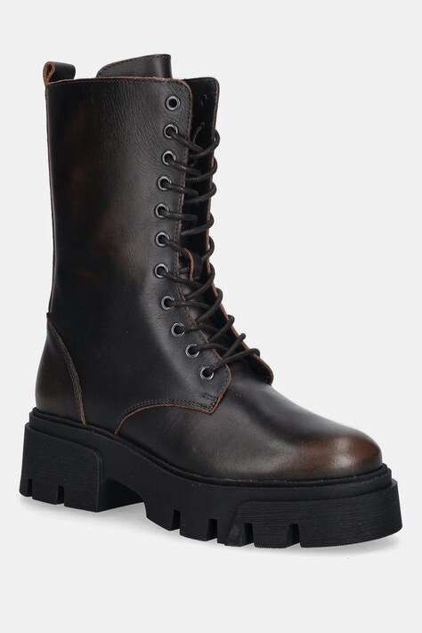 Bianco workery skórzane BIAMIA damskie kolor brązowy na platformie 11302217