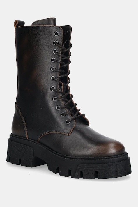 Bianco workery skórzane BIAMIA damskie kolor brązowy na platformie 11302217