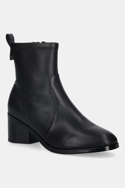 Tommy Hilfiger botki skórzane TH STRETCH LEATHER BOOTIE damskie kolor czarny na słupku FW0FW08860