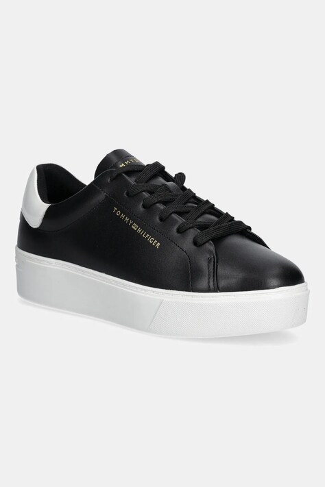 Tommy Hilfiger sneakersy skórzane CHIC PLATFORM CUPSOLE PATENT damskie kolor czarny FW0FW08681