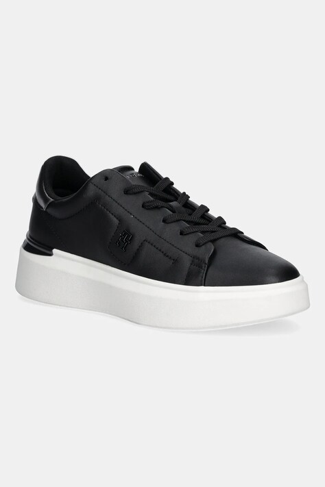Δερμάτινα αθλητικά παπούτσια Tommy Hilfiger CHIC PLATFORM SNEAKER GOLD χρώμα: μαύρο, FW0FW08817