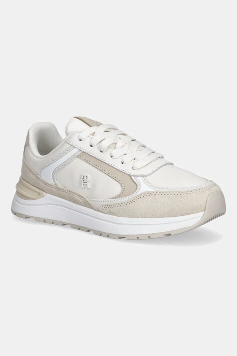 Tommy Hilfiger sneakersy skórzane CASUAL FASHION RUNNER LTR damskie kolor beżowy FW0FW08832