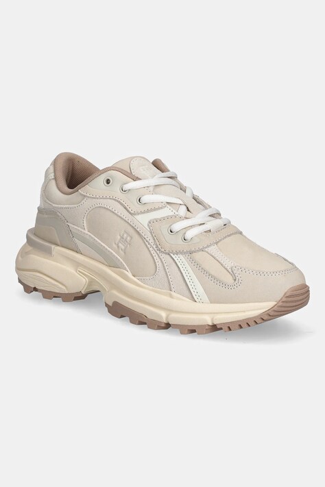 Δερμάτινα αθλητικά παπούτσια Tommy Hilfiger SPORTY PREMIUM RUNNER χρώμα: μπεζ, FW0FW08841