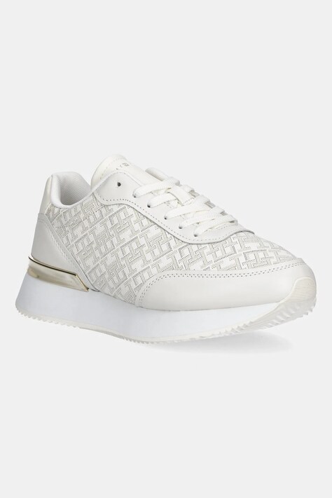 Tommy Hilfiger sneakersy skórzane CHIC MONOGRAM RUNNER damskie kolor beżowy FW0FW09051