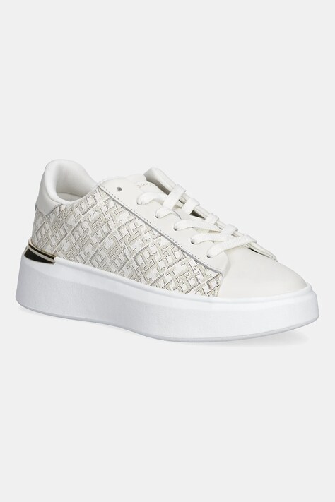 Tommy Hilfiger sneakersy skórzane TH MONOGRAM PLATFORM SNK damskie kolor beżowy FW0FW09155