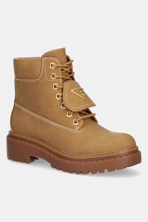Čizme Guess LEAVEY boja: smeđa, ravni potplat, FLTLVY ELE10