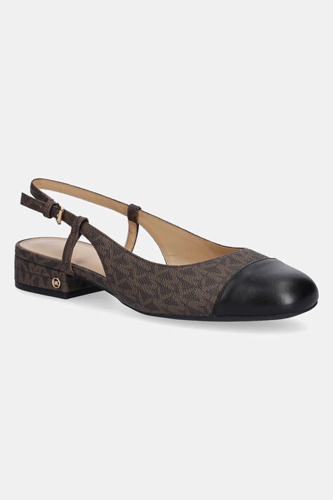 Lodičky MICHAEL Michael Kors Perla hnědá barva, na podpatku, s odkrytou patou, 40T5PLFS1B.007