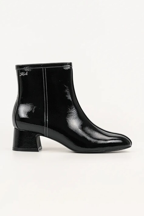 Karl Lagerfeld bőr csizma BONNIE fekete, magassarkú, KL30351