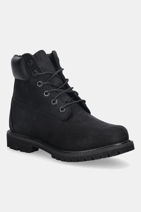 Timberland workery nubukowe 6In Premium Boot damskie kolor czarny na płaskim obcasie TB18658A0011