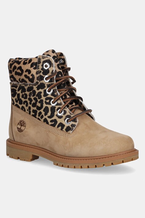 Timberland workery skórzane Premium 6 Inch Lace Up damskie kolor zielony na płaskim obcasie TB0A5M5NEN31