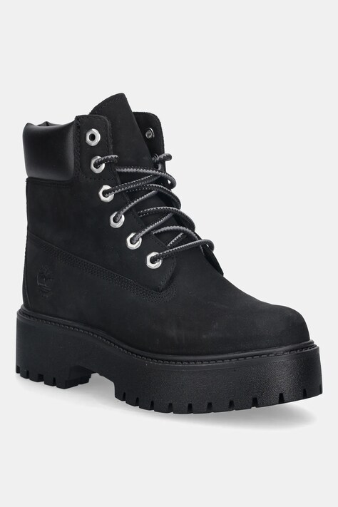 Timberland workery Stone Street 6In Waterproof damskie kolor czarny na płaskim obcasie TB1A5RH50151