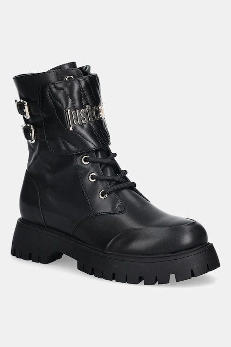 Just Cavalli workery damskie kolor czarny na płaskim obcasie 79RA3S97ZSD64899