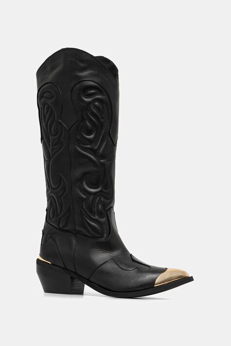 Кожаные полусапоги Just Cavalli цвет чёрный на плоском каблуке 79RA3S59ZPB20899
